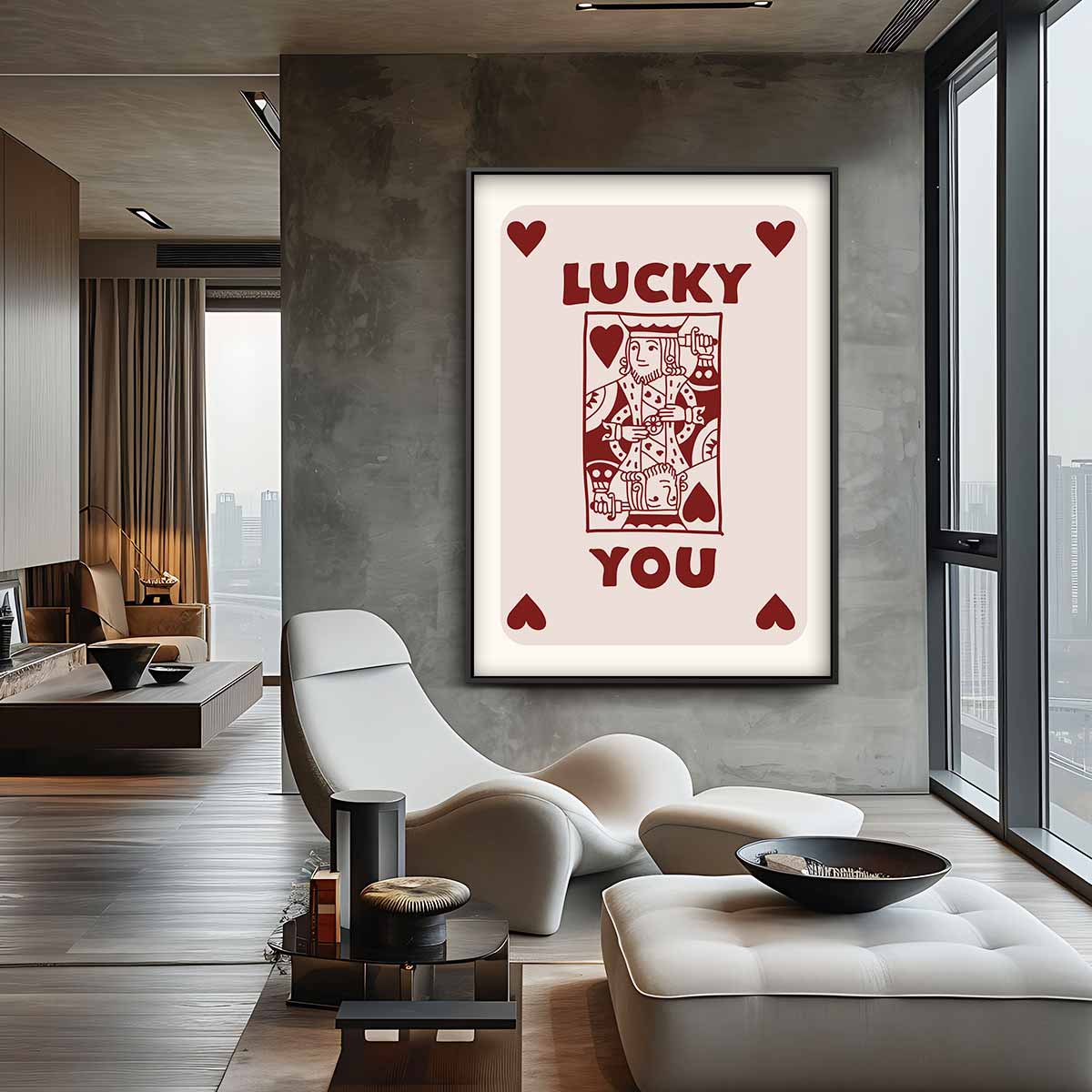 Lucky You Speelkaart Kunst Kunstwerk-canvas-dibond-plexiglas-wanddecoratie-WallArtistic