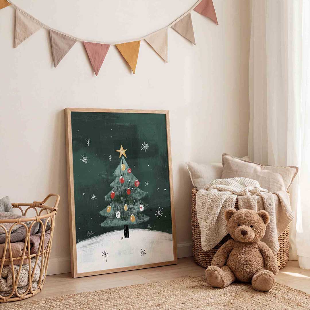 Kerstboom met ster Poster