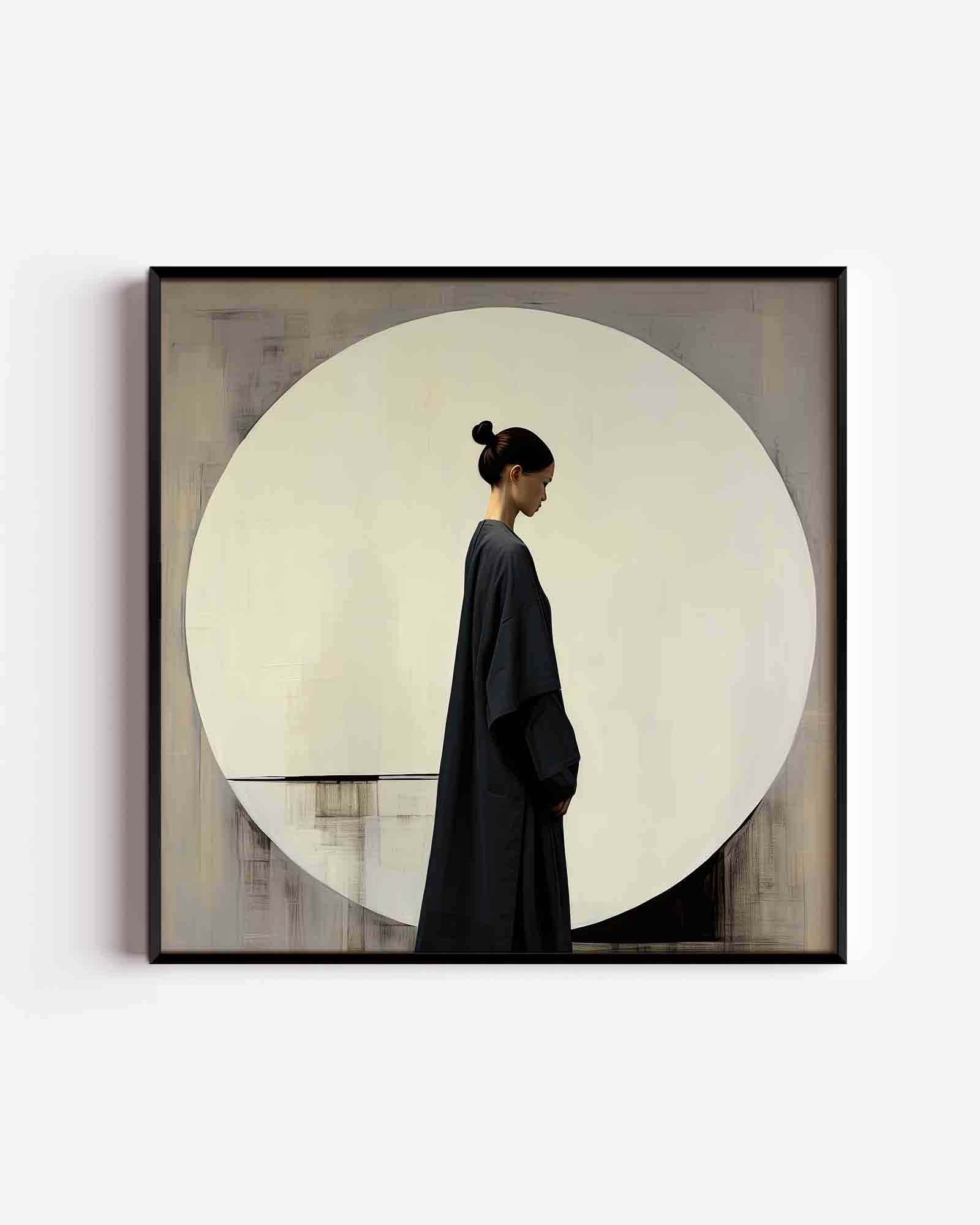 Vrouw in donkere kleding Poster