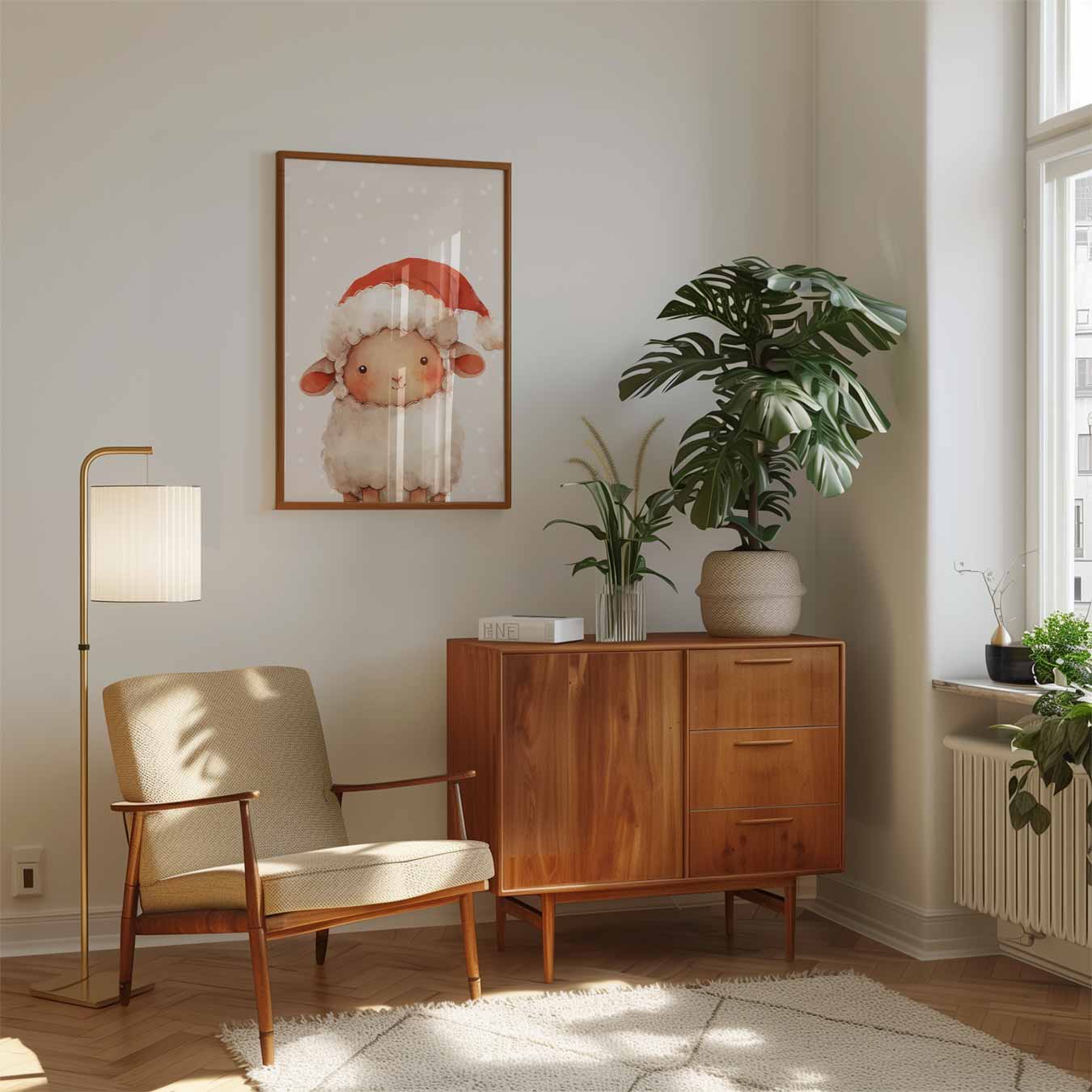 Schattige Kerst Schaap Poster