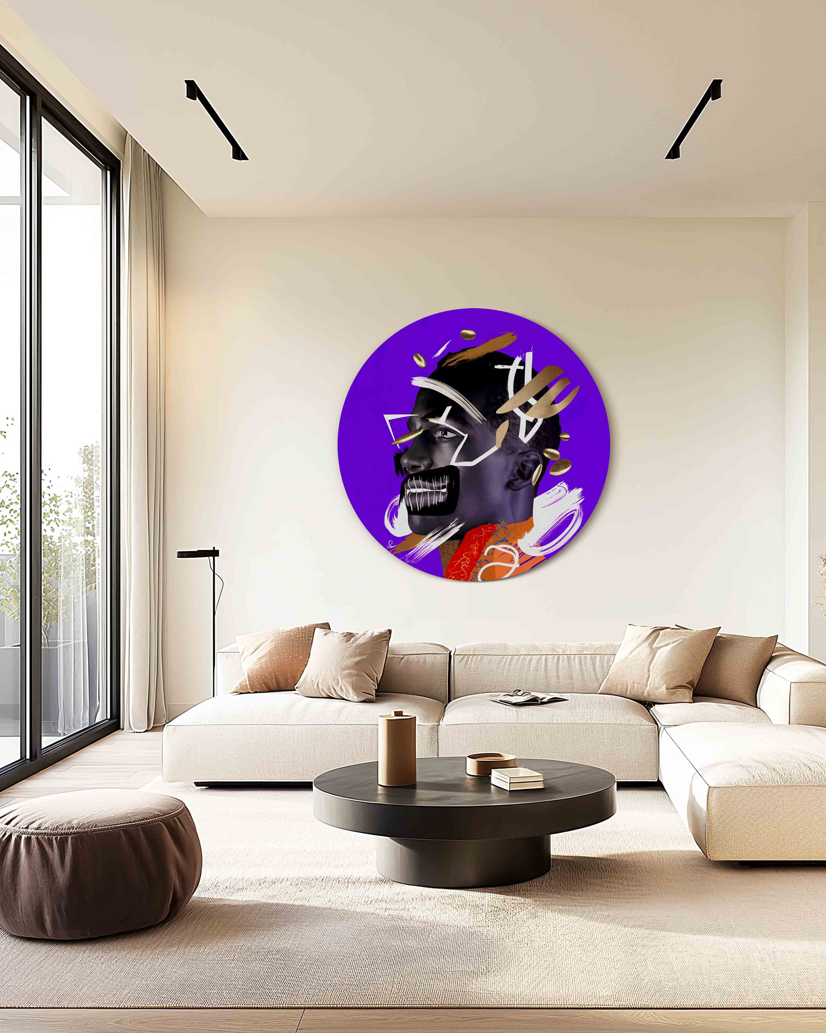 Portret met abstracte vormen Muurcirkel