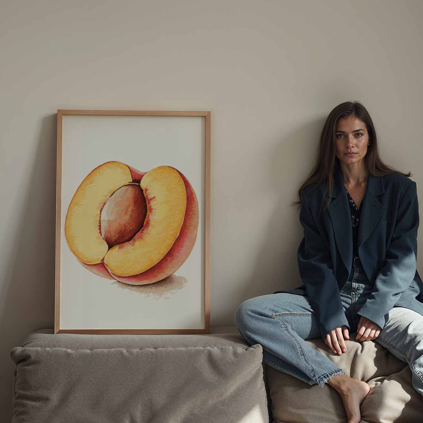 Zonnige Perzik Illustratie Poster-WallArtistic