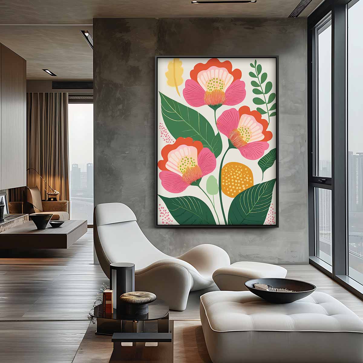 Bloemenpracht in Boho Stijl Kunstwerk-canvas-dibond-plexiglas-wanddecoratie-WallArtistic