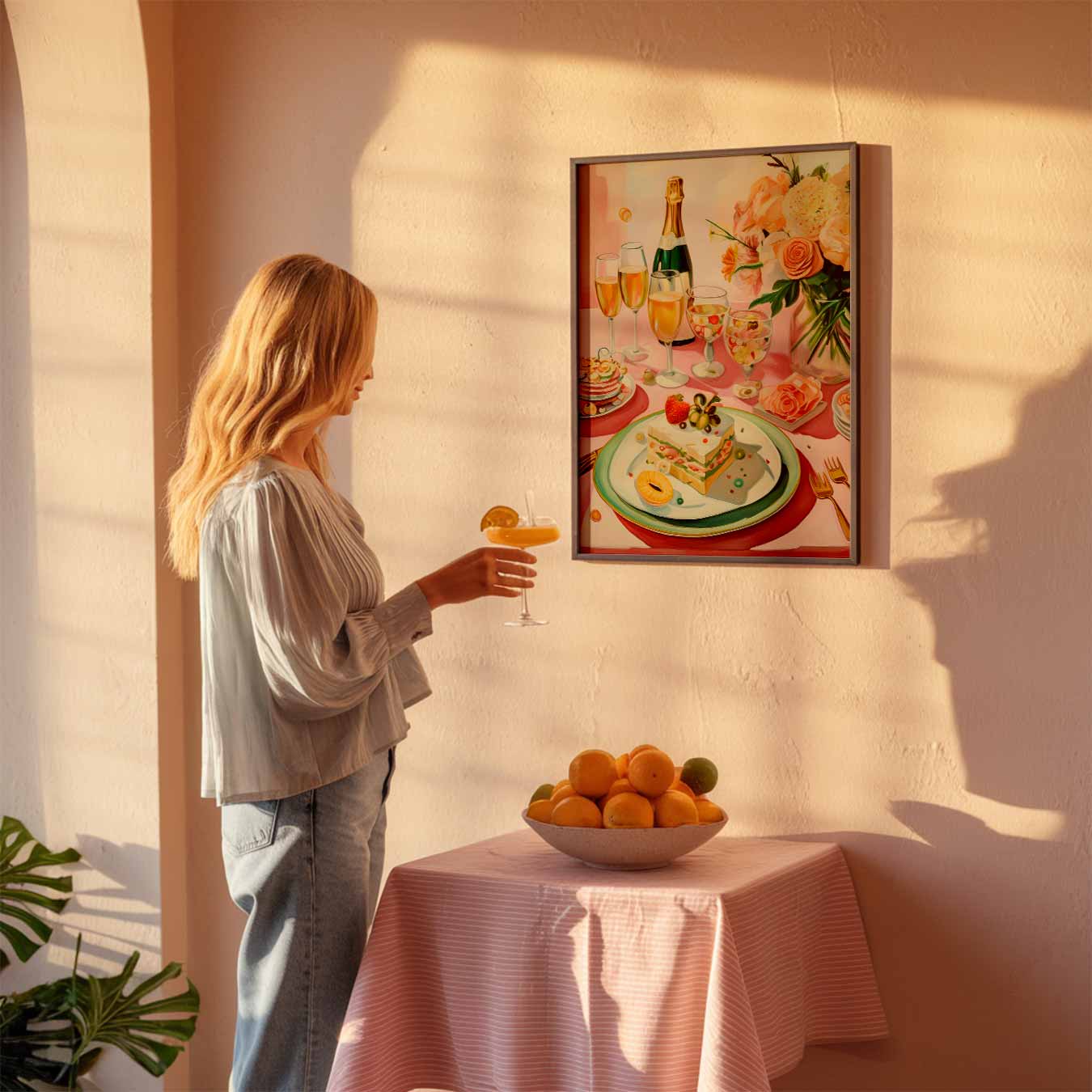 Romantische Brunch Tafereel Poster-WallArtistic