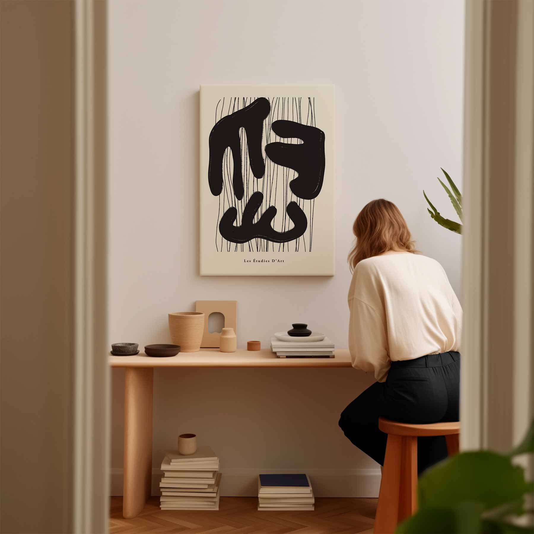 Organische Vormen in Zwart Kunstwerk-canvas-dibond-plexiglas-wanddecoratie-WallArtistic