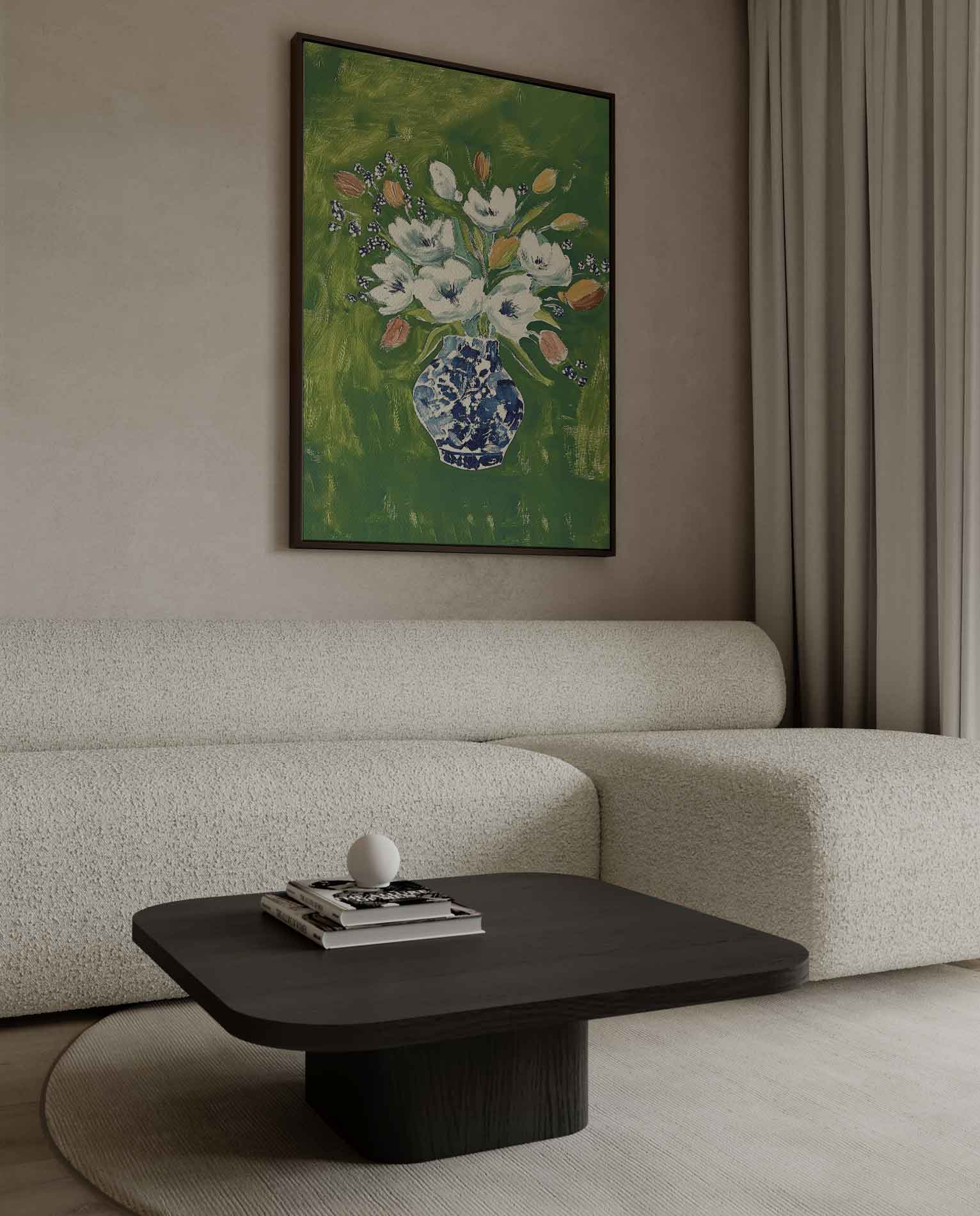 Bloemenpracht in Blauwe Vaas Kunstwerk-canvas-dibond-plexiglas-wanddecoratie-WallArtistic