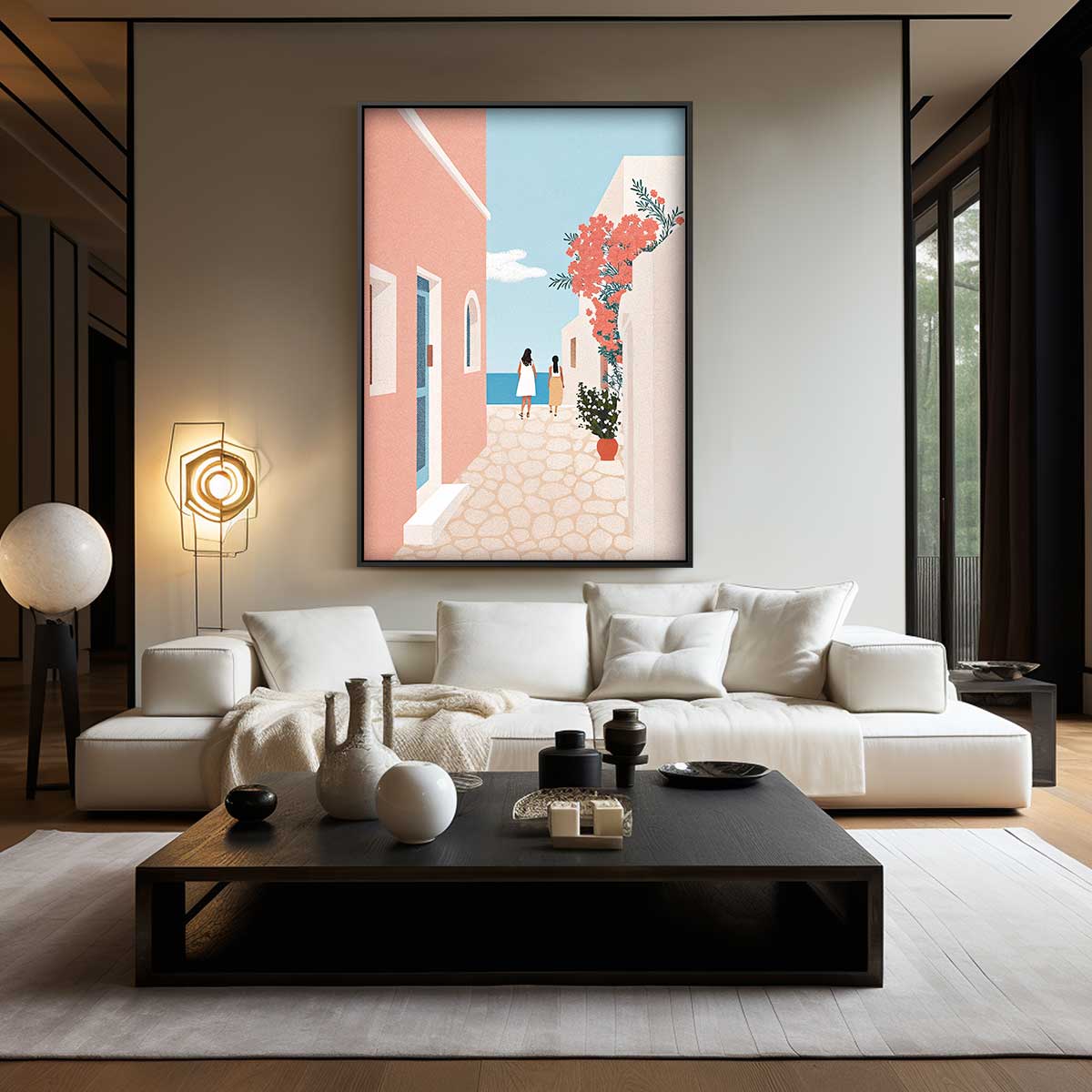 Zonovergoten Straatje aan de Zee Kunstwerk-canvas-dibond-plexiglas-wanddecoratie-WallArtistic