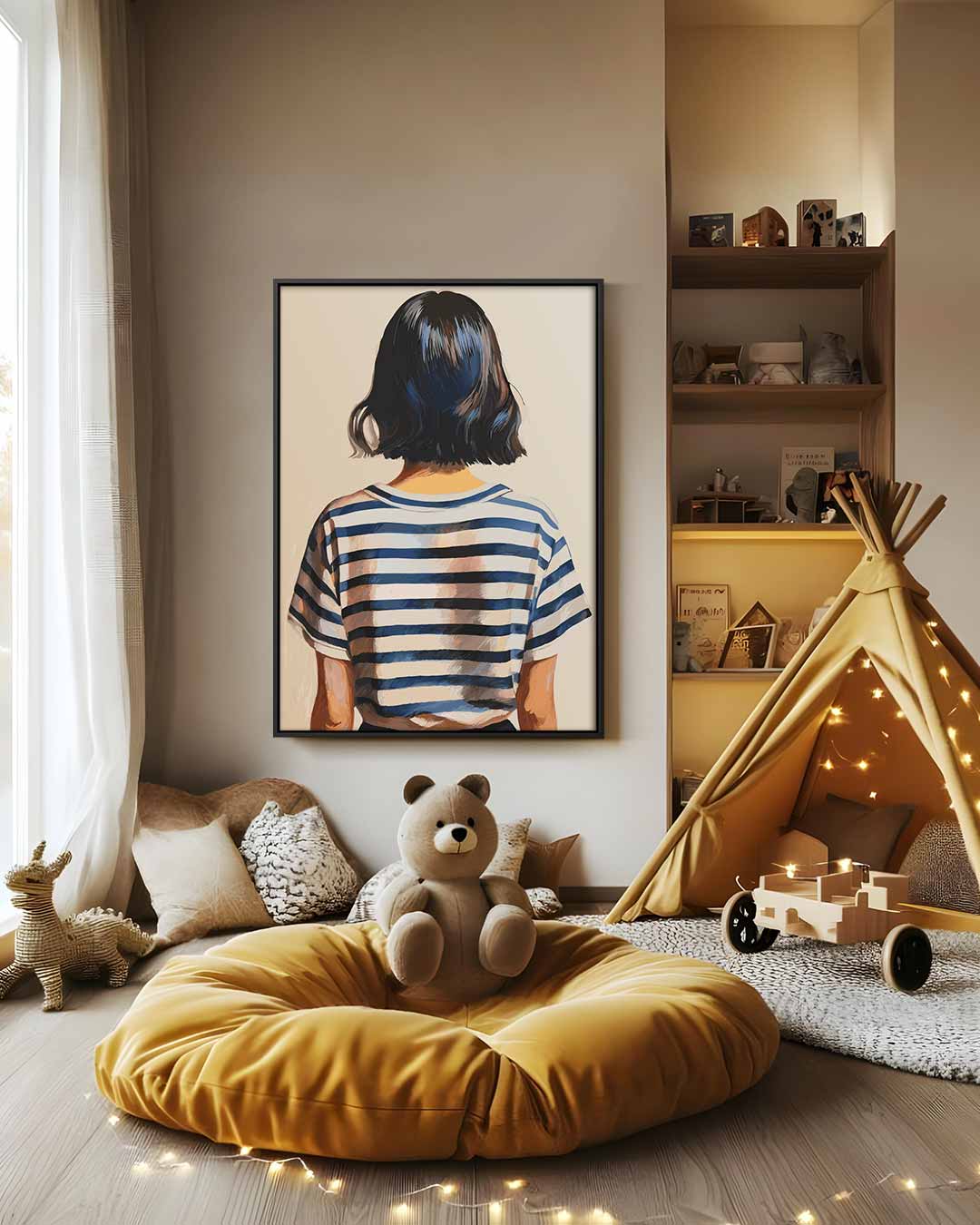 Strepen en Stille Reflectie Kunstwerk-canvas-dibond-plexiglas-wanddecoratie-WallArtistic