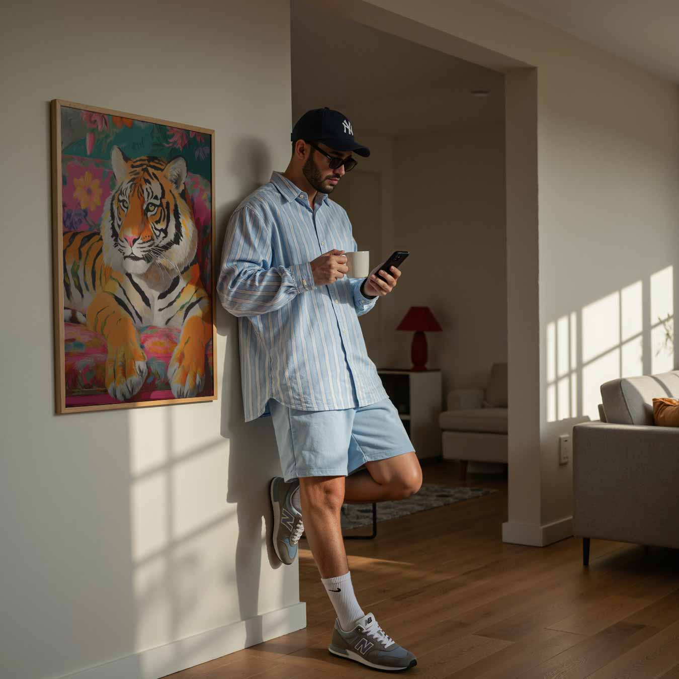 Tropische Tijger in Bloemenweelde Poster-WallArtistic