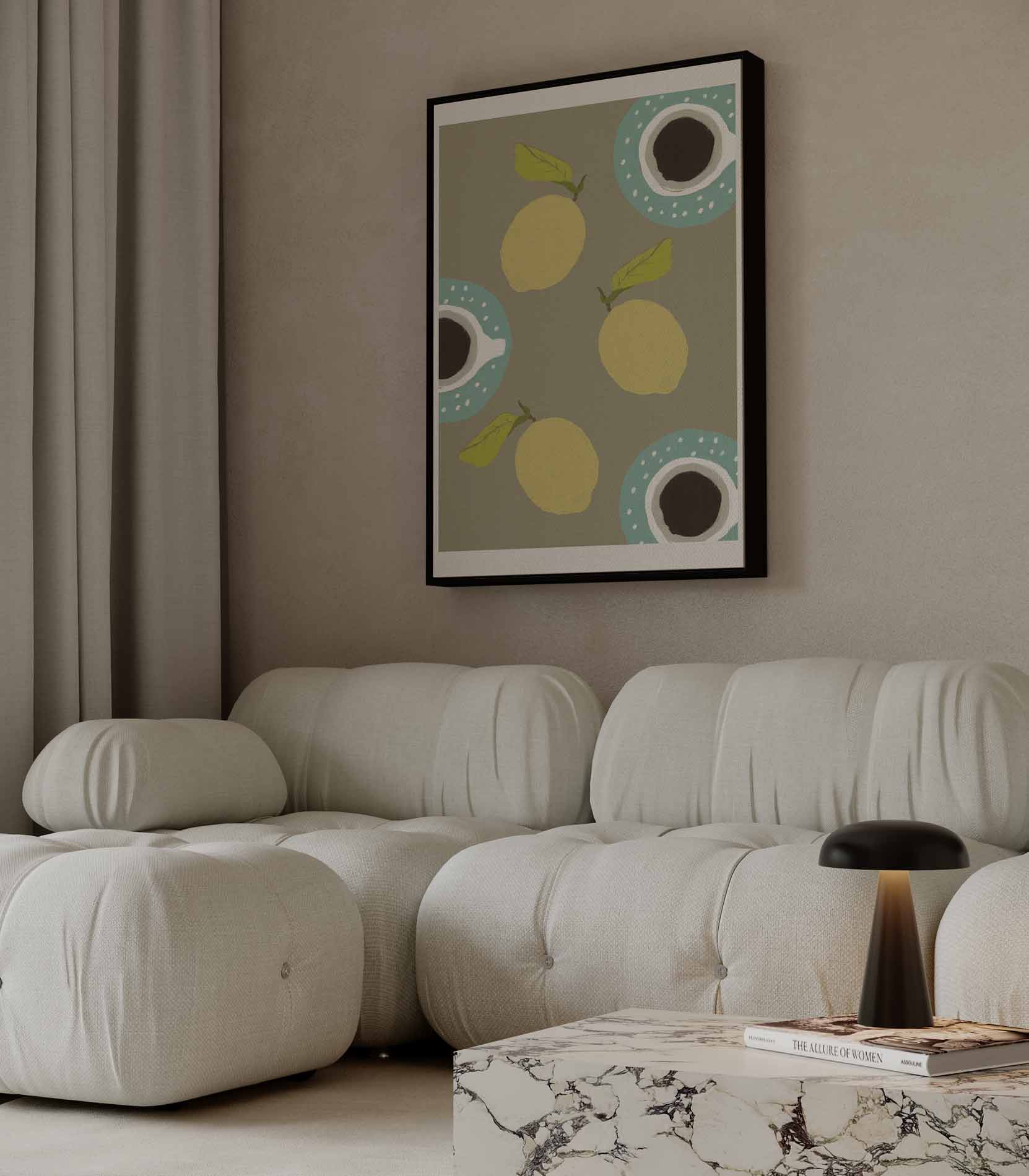Citroen en Koffie Kanvas Kunstwerk-canvas-dibond-plexiglas-wanddecoratie-WallArtistic