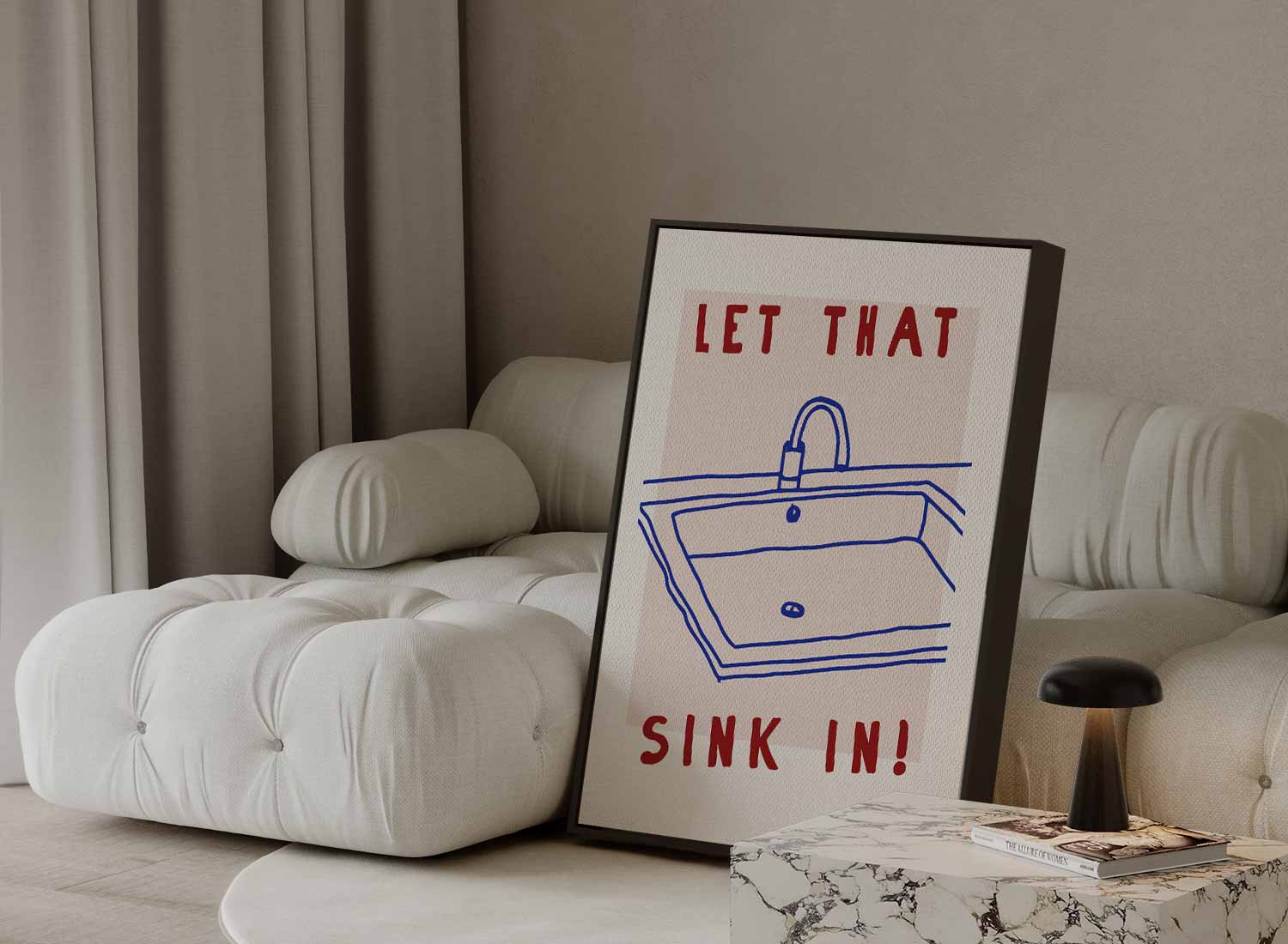 Humoristisch Wasbak Illustratie Kunstwerk-canvas-dibond-plexiglas-wanddecoratie-WallArtistic