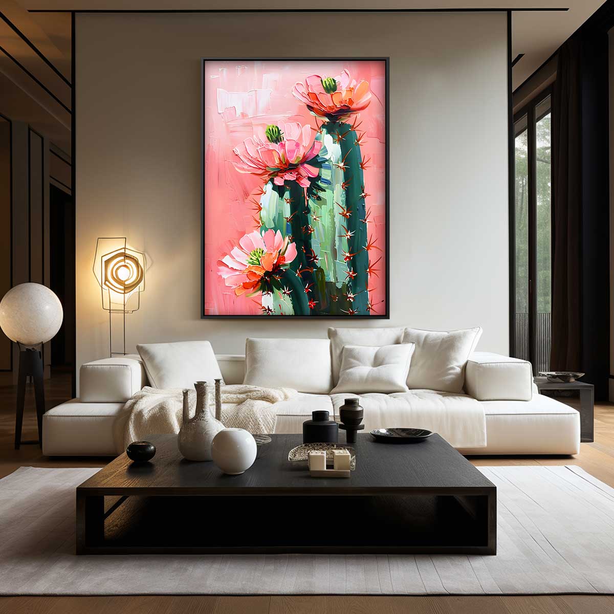 Kleurrijke Cactusbloei Kunstwerk-canvas-dibond-plexiglas-wanddecoratie-WallArtistic