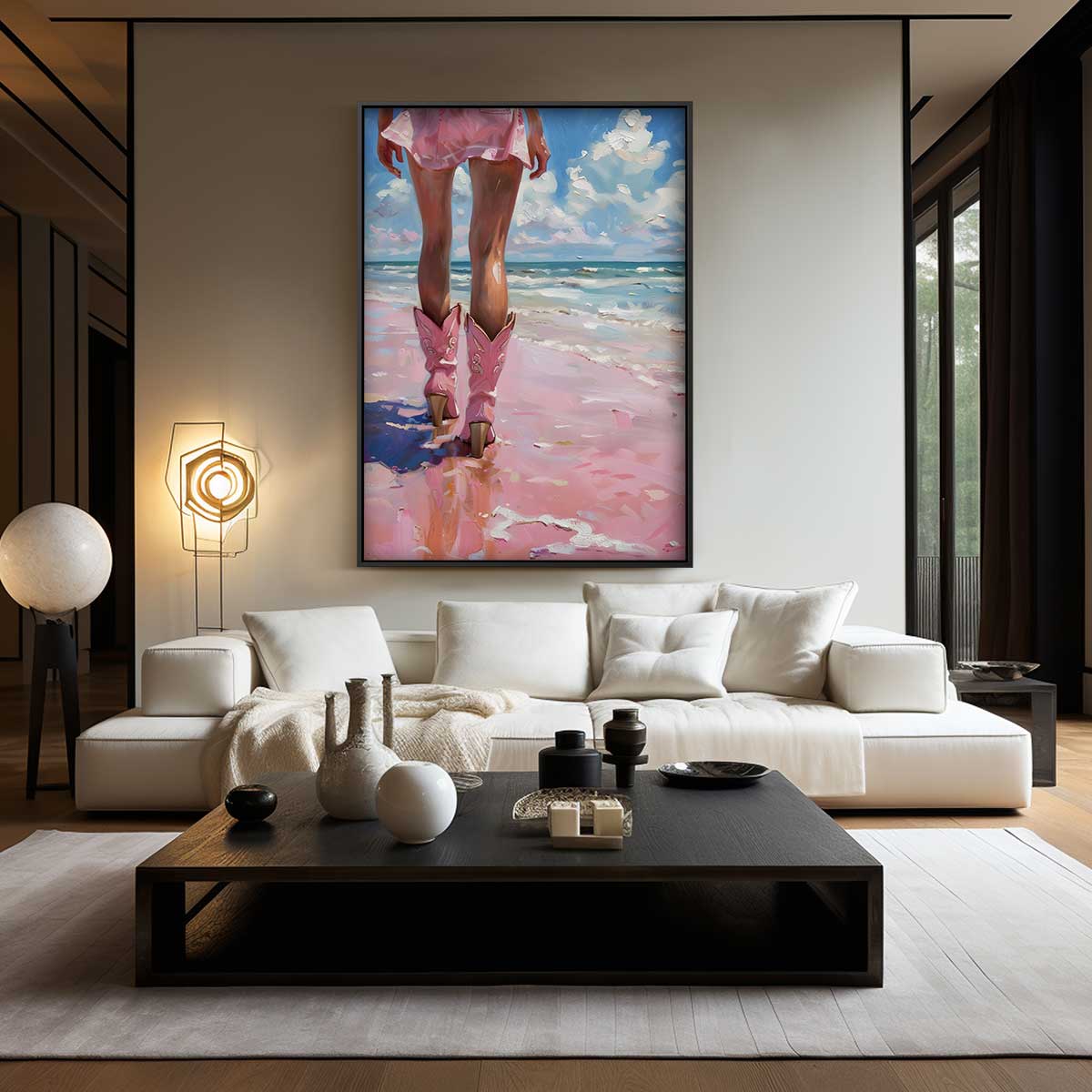 Wandeling op het Strand Kunstwerk-canvas-dibond-plexiglas-wanddecoratie-WallArtistic
