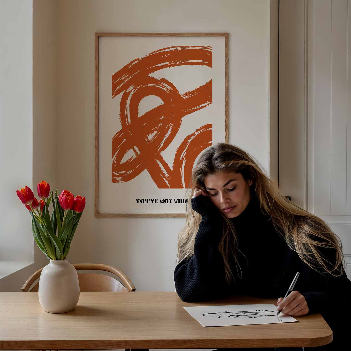 Inspirerende Oranje Motivatieposter-WallArtistic