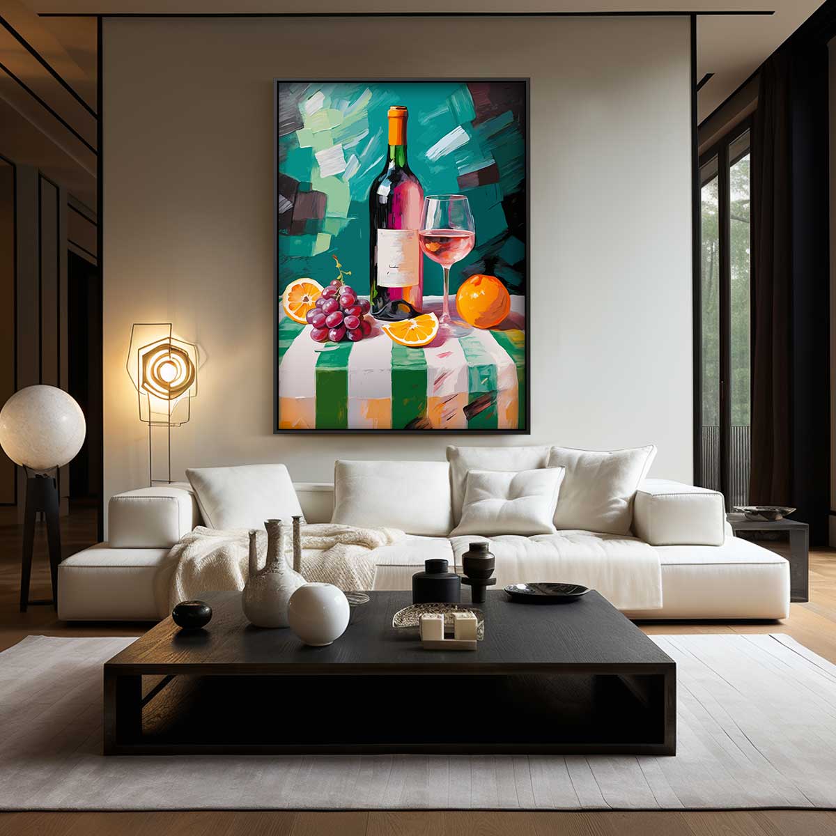 Elegante Wijn en Fruit Stilleven Kunstwerk-canvas-dibond-plexiglas-wanddecoratie-WallArtistic