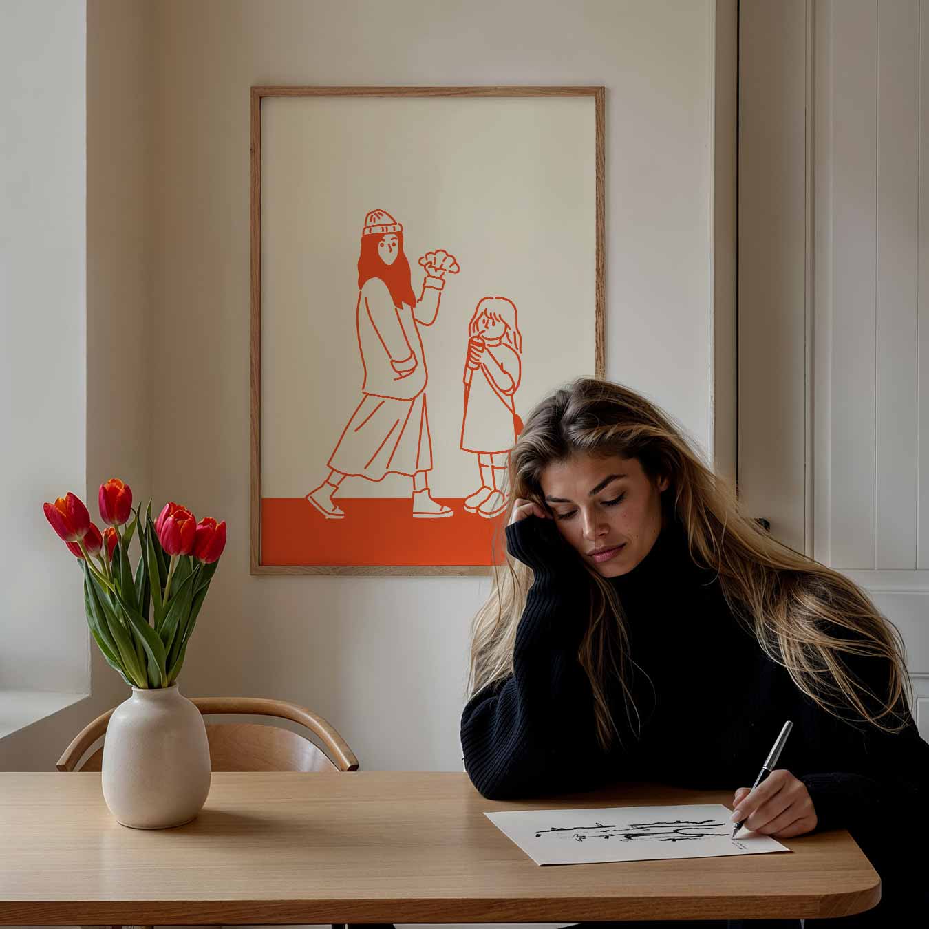 Vrolijke Wandeling Illustratie Poster-WallArtistic