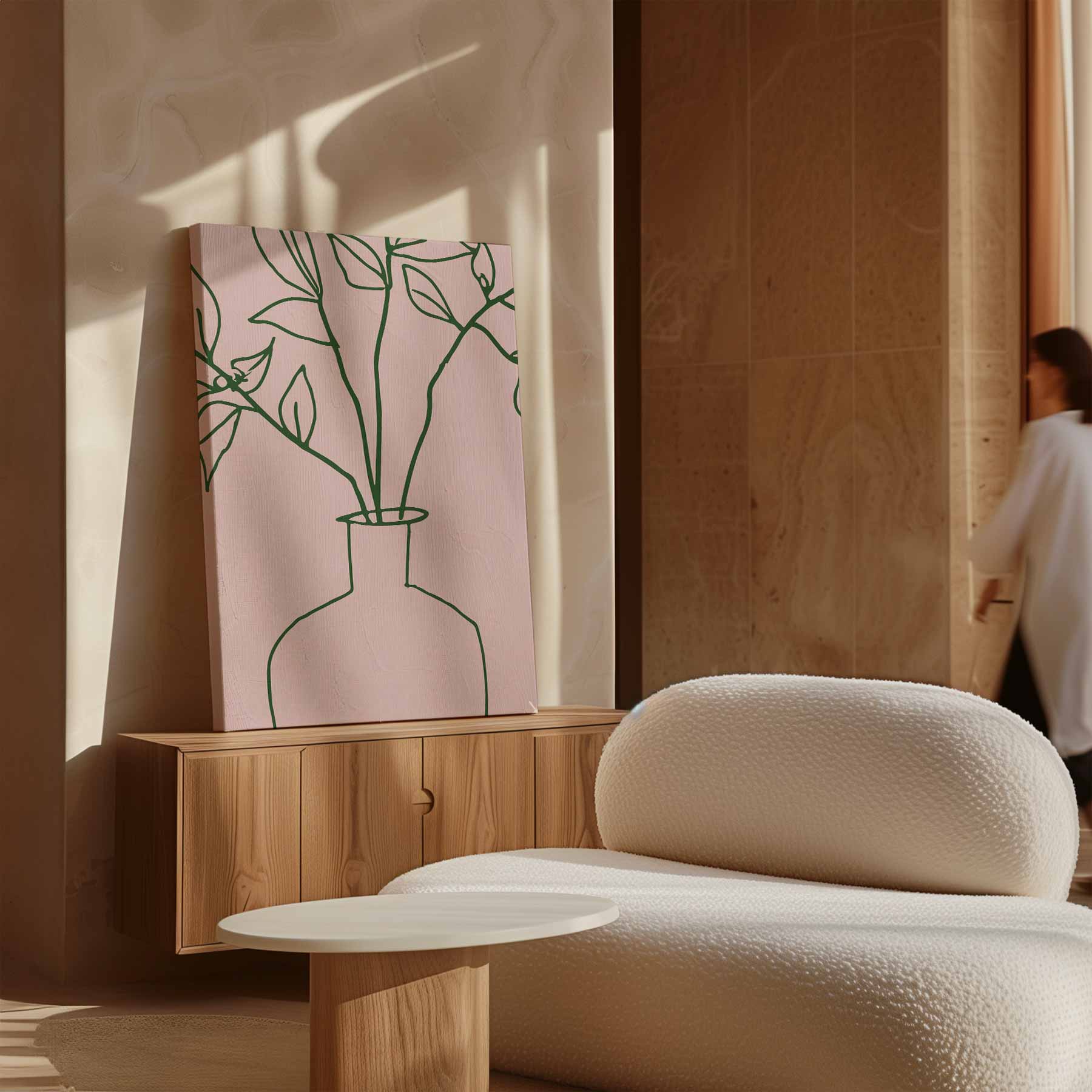 Simpele Botanical Vaas Illustratie Kunstwerk-canvas-dibond-plexiglas-wanddecoratie-WallArtistic