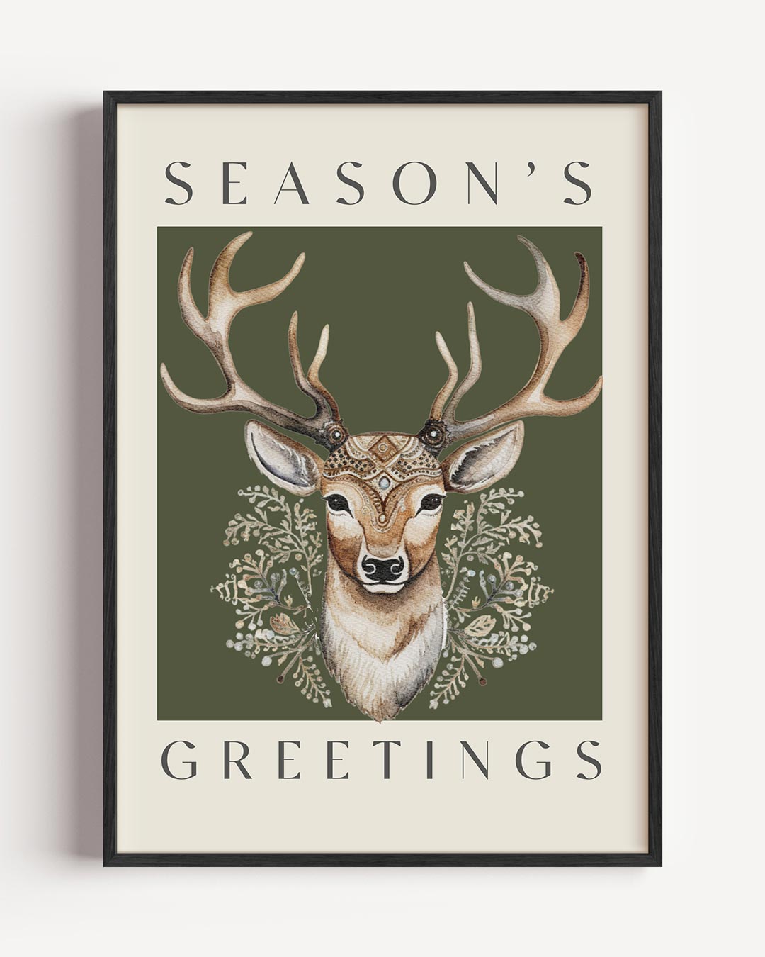 Warme Wintergroet Hert Poster-WallArtistic