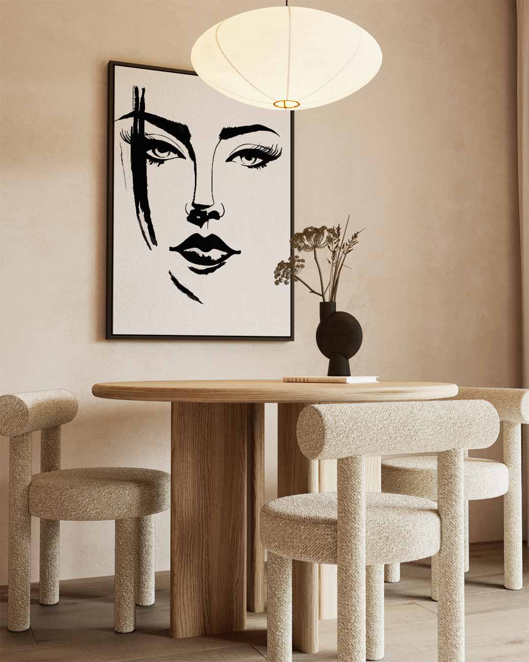 Elegant gezicht in zwart-wit Kunstwerk-canvas-dibond-plexiglas-wanddecoratie-WallArtistic