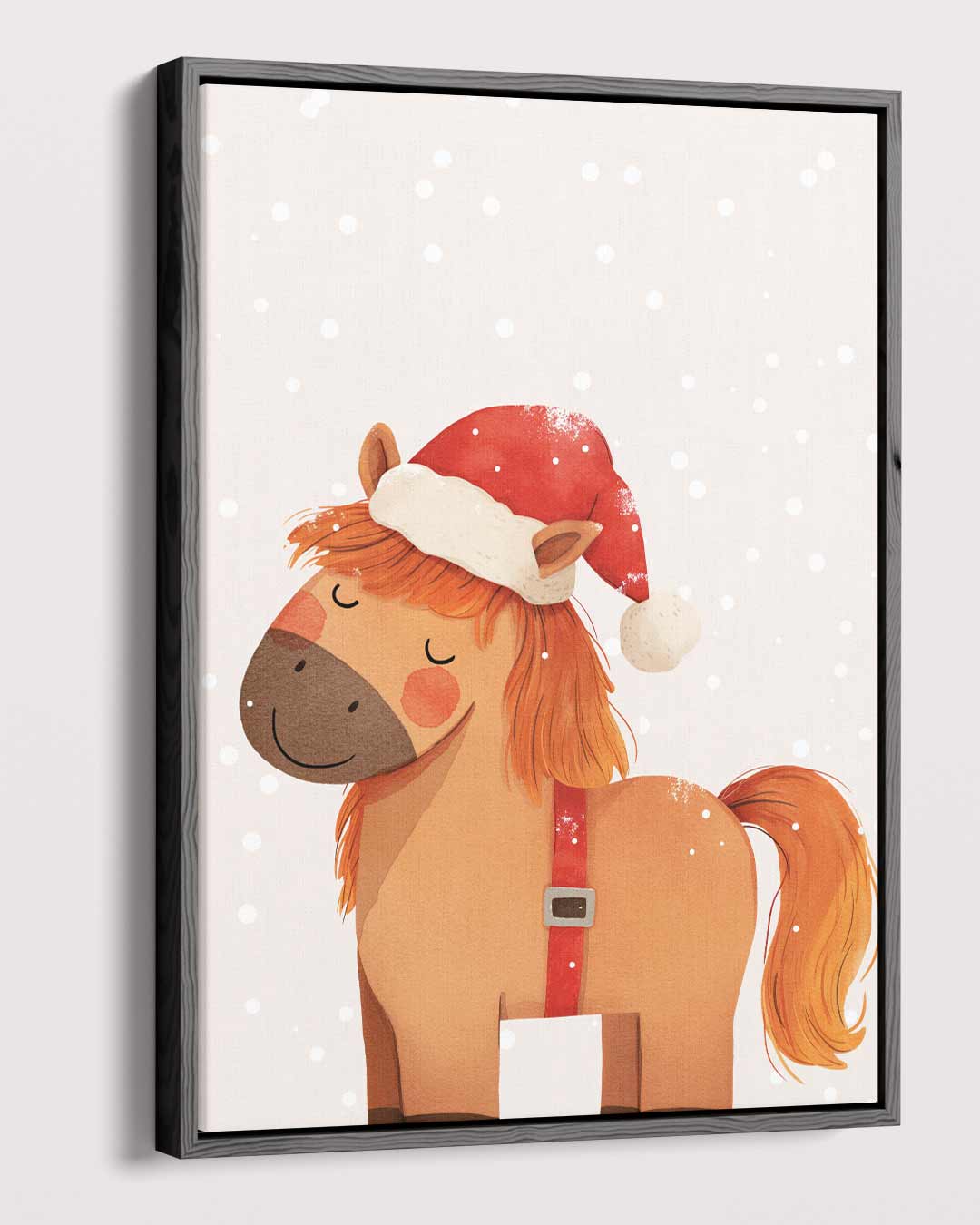 Schattig Kerstpony Illustratie Kunstwerk-canvas-dibond-plexiglas-wanddecoratie-WallArtistic