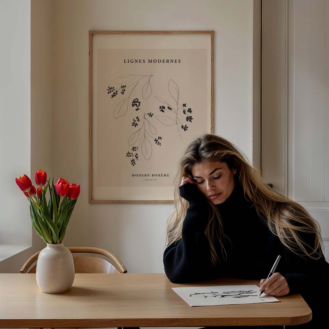 Moderne Boho Lijntekening Poster-WallArtistic