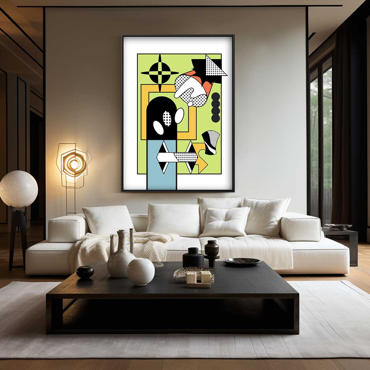 Abstracte Geometrische Compositie Kunstwerk-canvas-dibond-plexiglas-wanddecoratie-WallArtistic