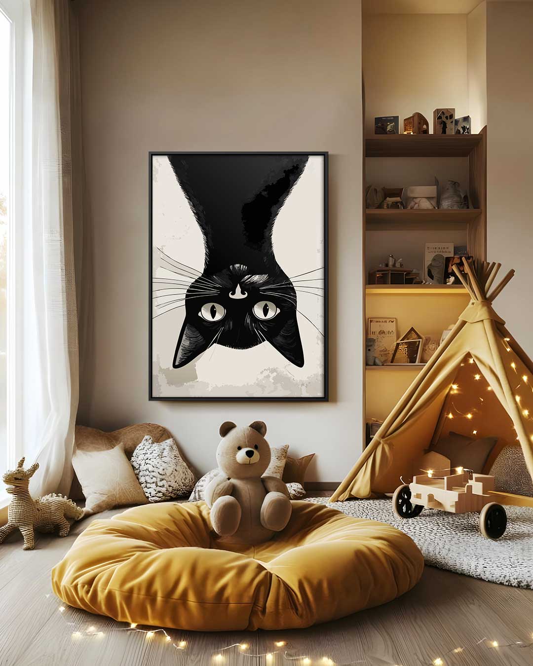 Omgekeerde Kat Verwondering Kunstwerk-canvas-dibond-plexiglas-wanddecoratie-WallArtistic