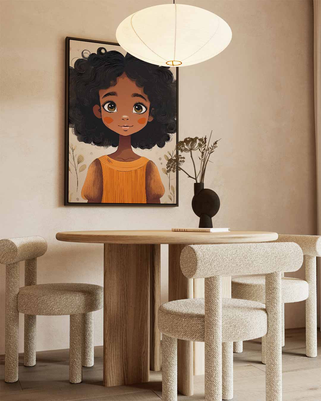 Schattig Meisje met Krullend Haar Kunstwerk-canvas-dibond-plexiglas-wanddecoratie-WallArtistic