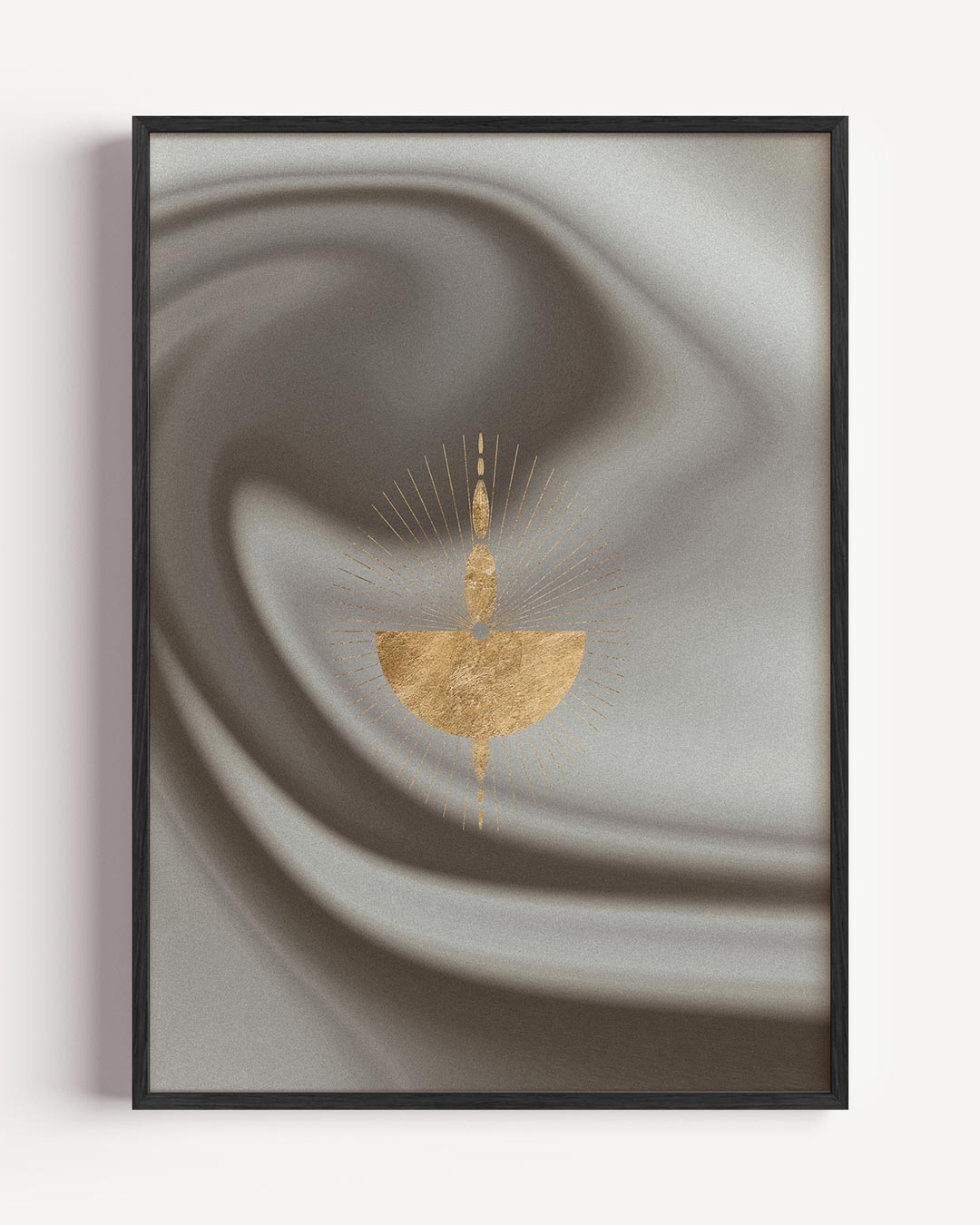Gouden Stralen op Zacht Grijs Poster-WallArtistic