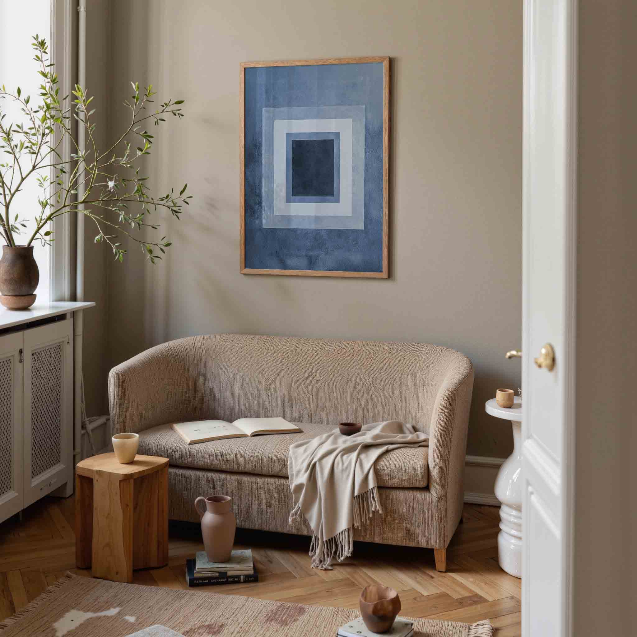Blauwe vierkanten Poster