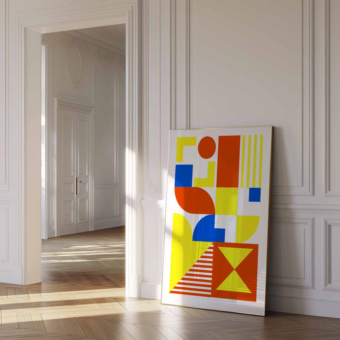 Vrolijke Geometrische Kunstposter