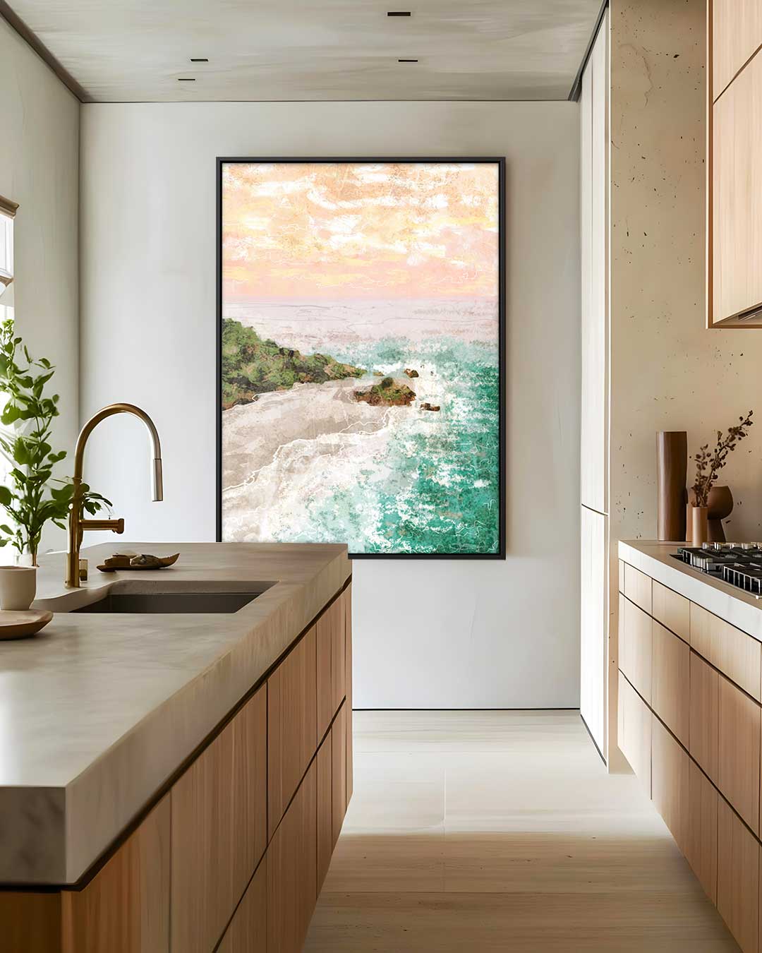 Zonsondergang aan de Kust Kunstwerk-canvas-dibond-plexiglas-wanddecoratie-WallArtistic