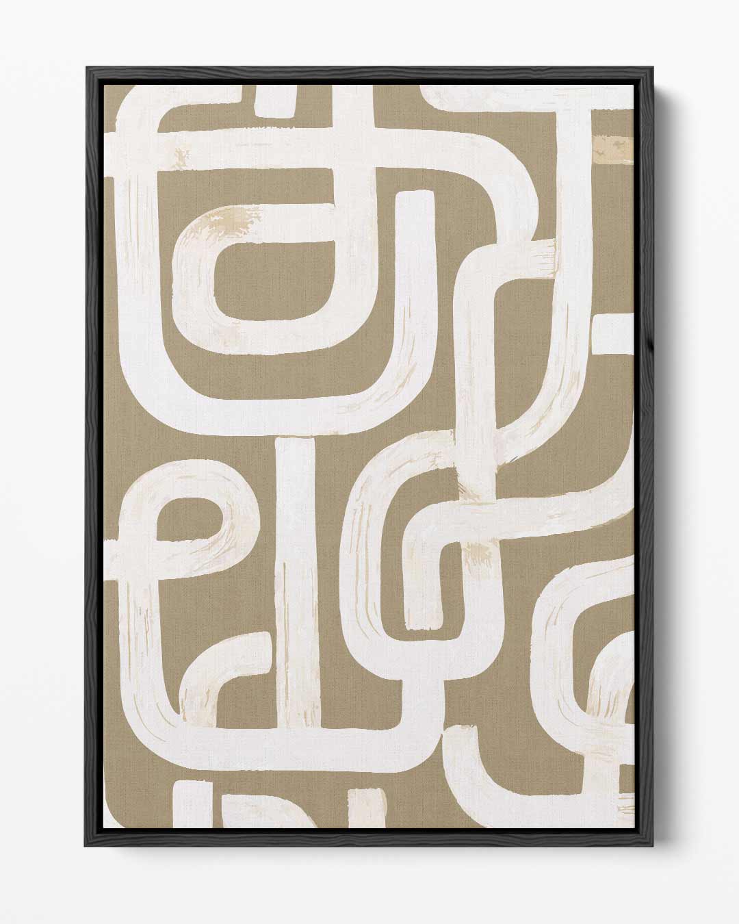 Organische Lijnen in Beige Kunstwerk-canvas-dibond-plexiglas-wanddecoratie-WallArtistic