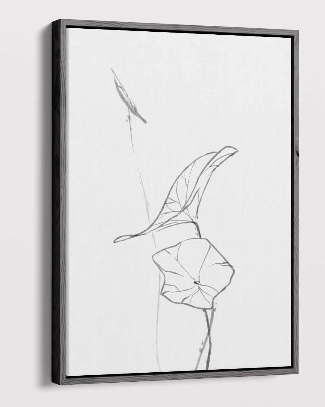 Elegante Lijntekening van Blaadjes Kunstwerk-canvas-dibond-plexiglas-wanddecoratie-WallArtistic