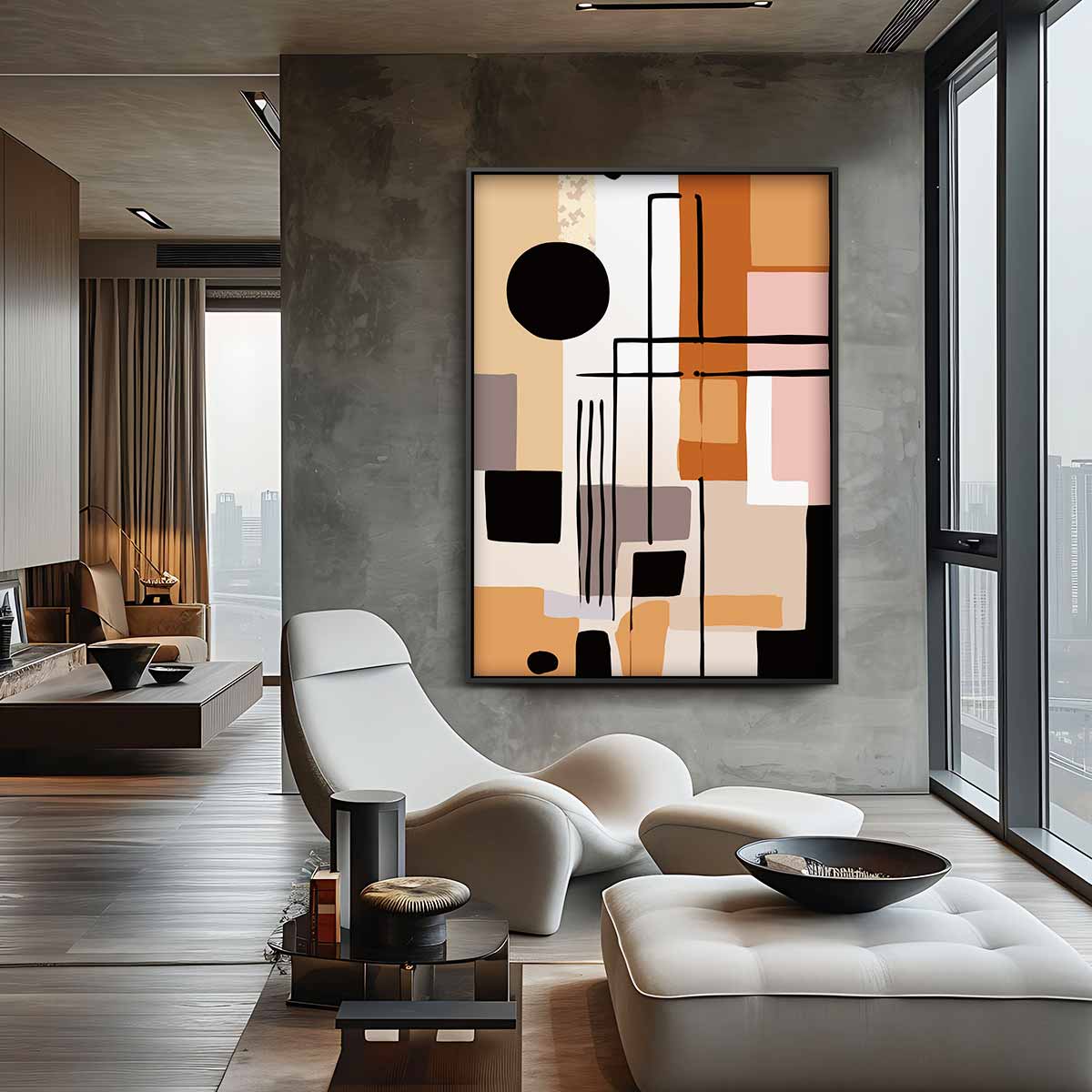 Modern Abstractie Speels Kunstwerk-canvas-dibond-plexiglas-wanddecoratie-WallArtistic