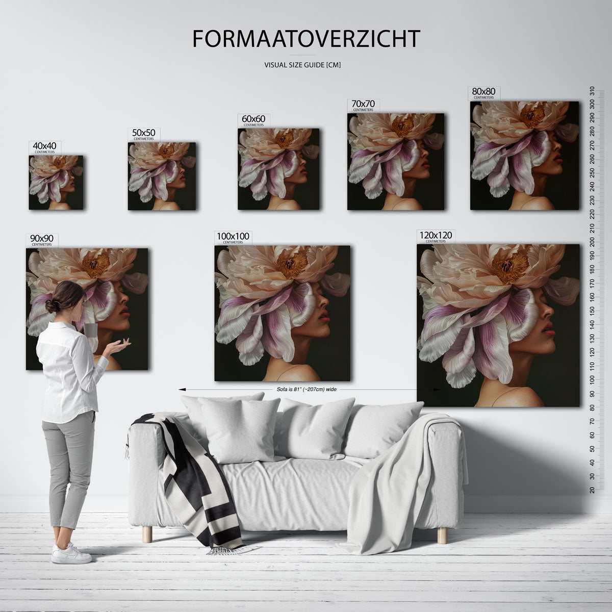 Bloem en gezicht Poster