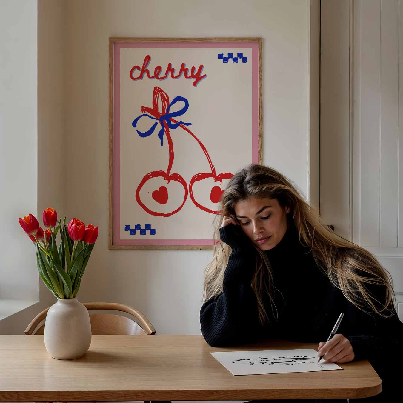 Vrolijke Kersen Illustratie Poster