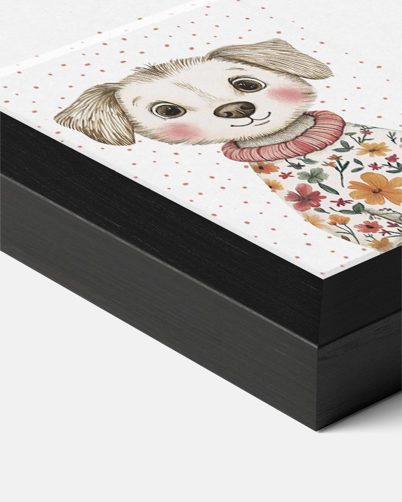 Schattige Puppy in Bloemen Trui Poster