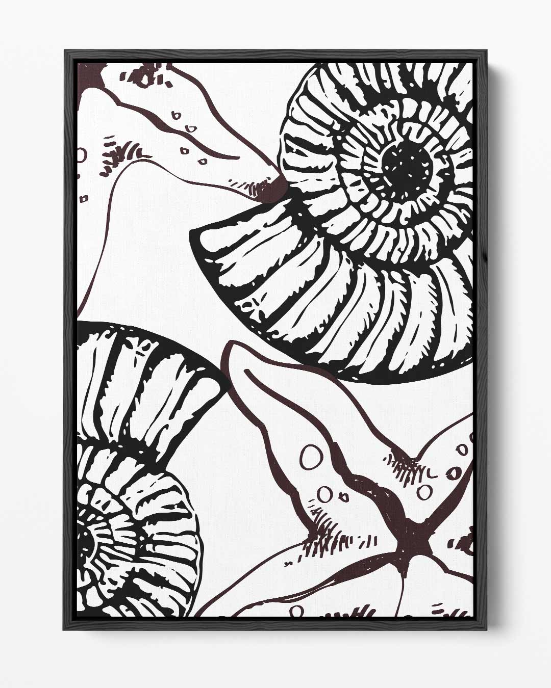 Vintage Zeester en Ammoniet Illustratie Kunstwerk-canvas-dibond-plexiglas-wanddecoratie-WallArtistic