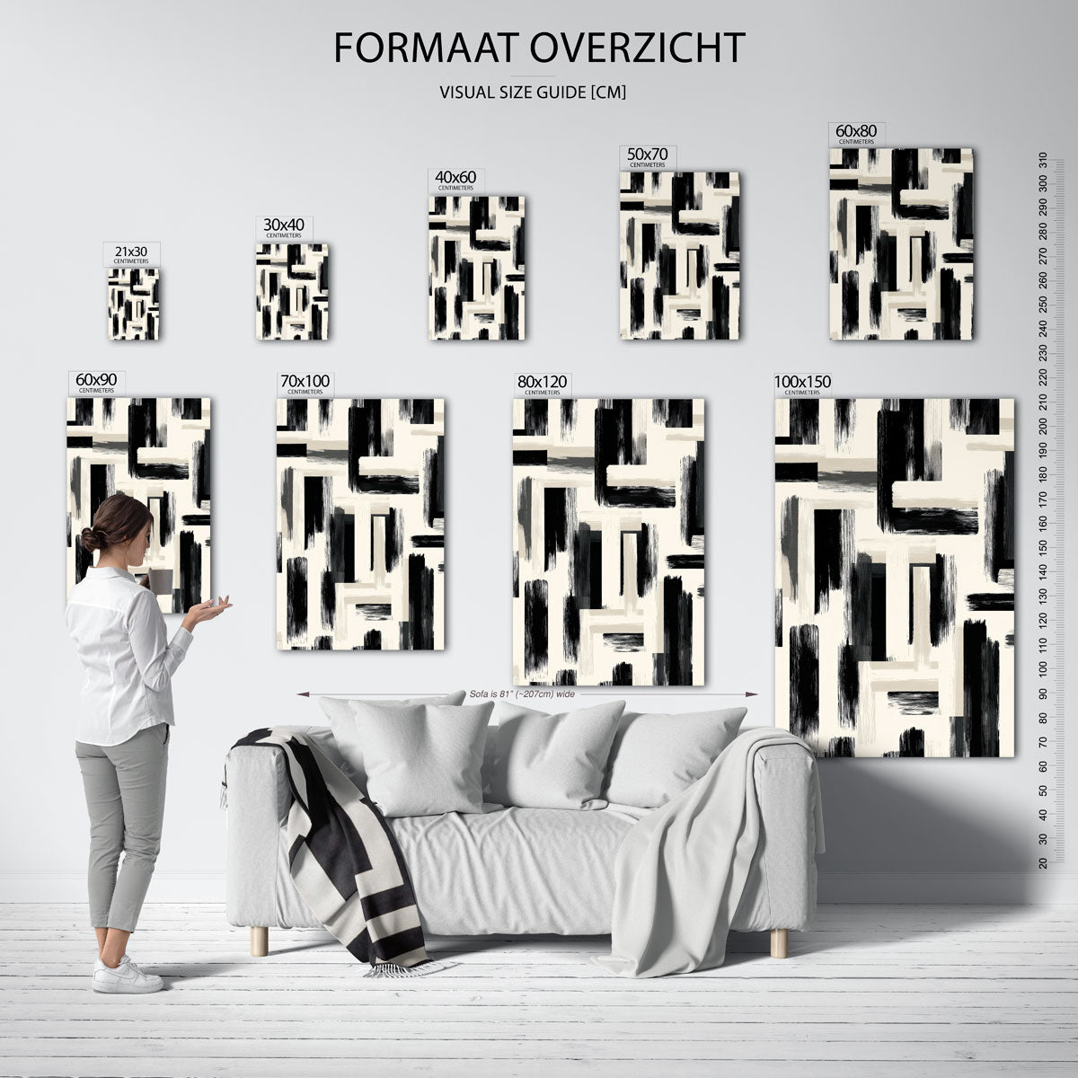 Abstracte penseelstreken Poster