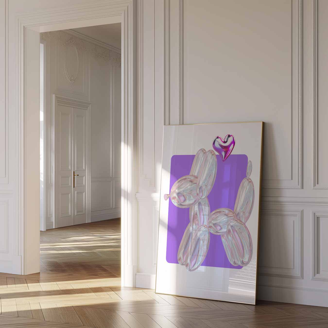 Speelse Ballonhond Poster met Hartje Poster