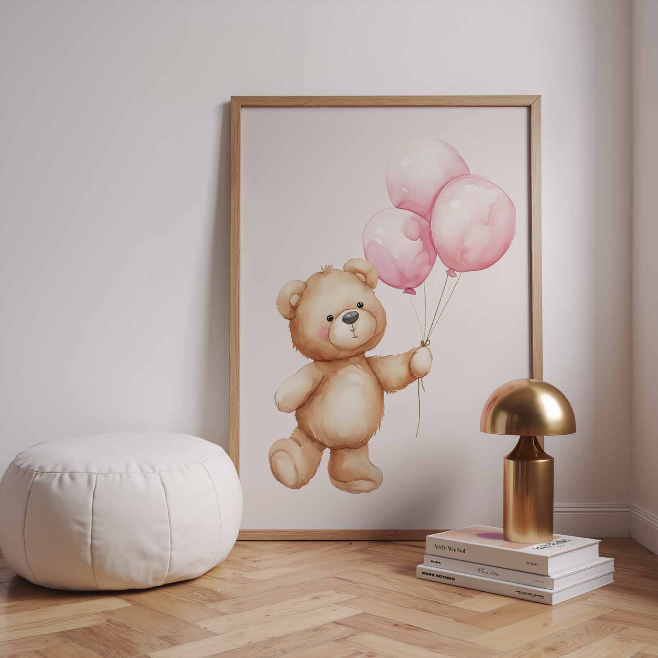 Schattige Teddybeer met Ballonnen Poster