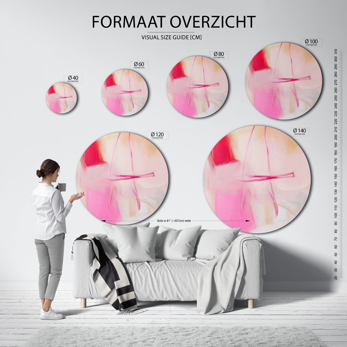 Abstracte roze Muurcirkel