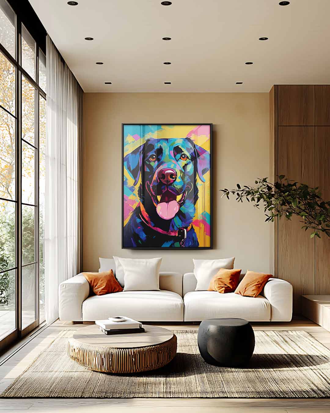 Kleurrijke Hond Portret Kunstwerk-canvas-dibond-plexiglas-wanddecoratie-WallArtistic