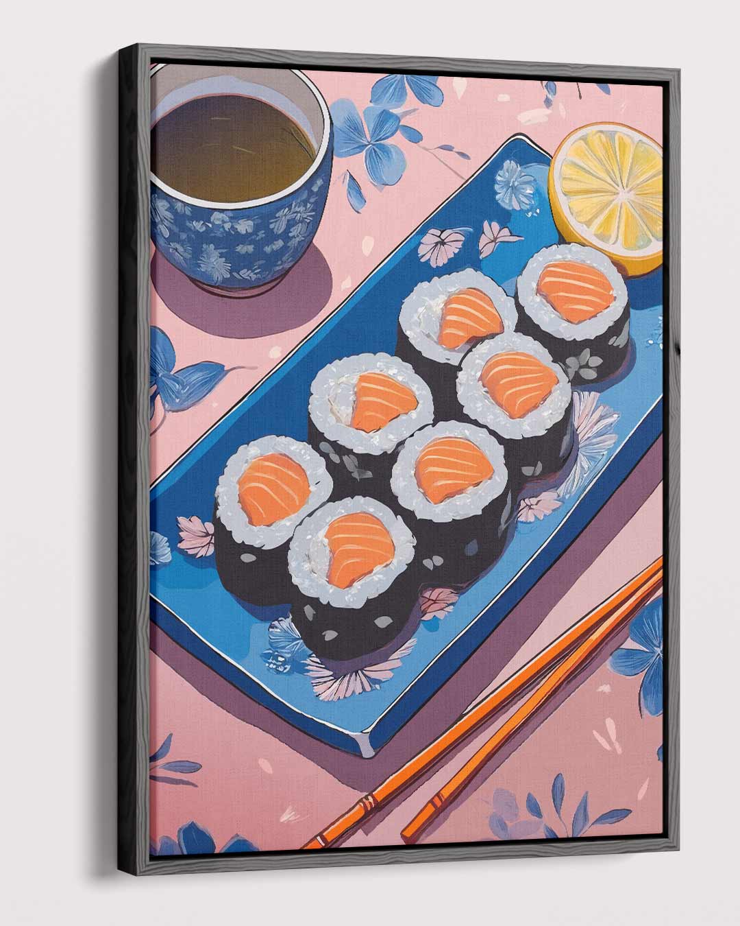 Sushi en Thee Tafereel Kunstwerk-canvas-dibond-plexiglas-wanddecoratie-WallArtistic