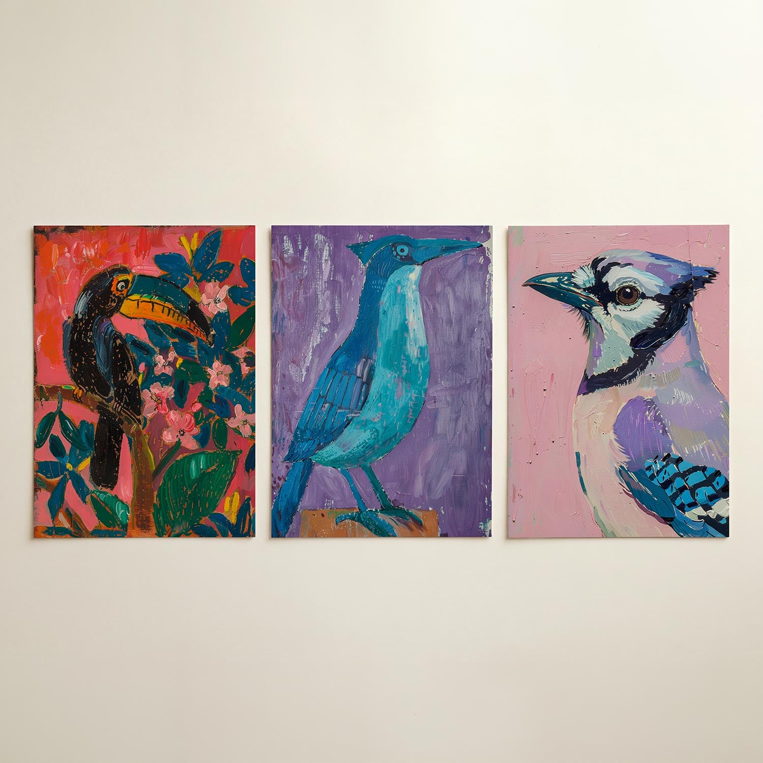 Vogel en bloemen Posterset