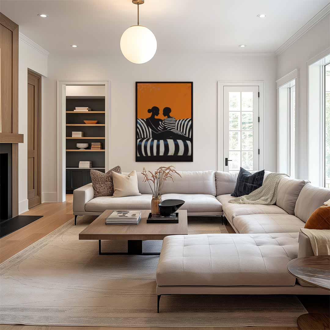 Samenspel van Silhouetten Kunstwerk-canvas-dibond-plexiglas-wanddecoratie-WallArtistic