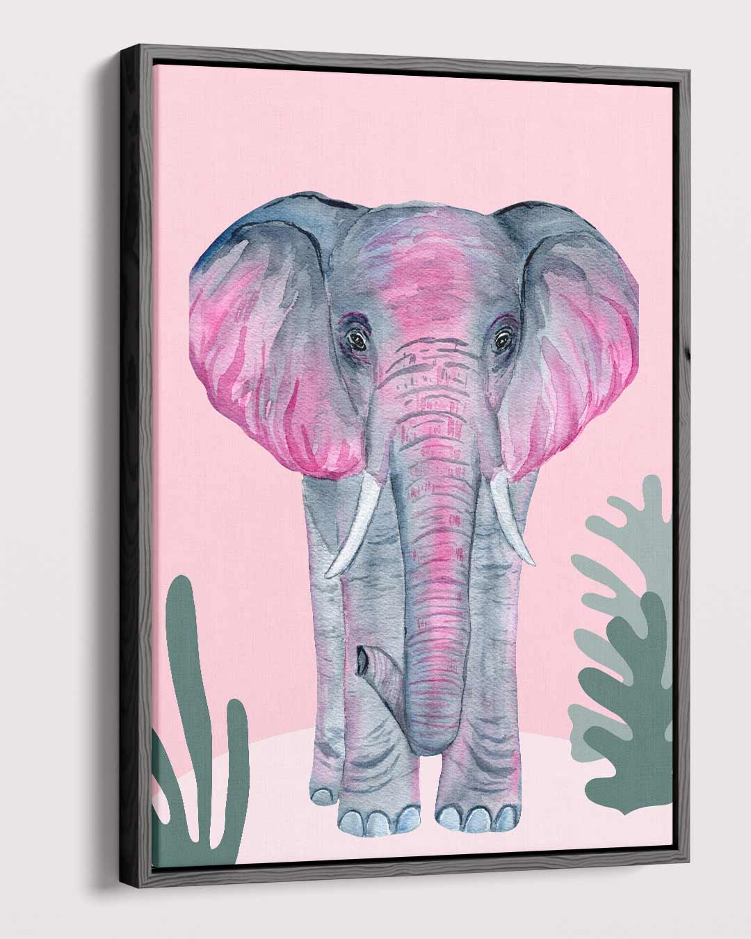 Roze Olifant op Roze Achtergrond Kunstwerk-canvas-dibond-plexiglas-wanddecoratie-WallArtistic