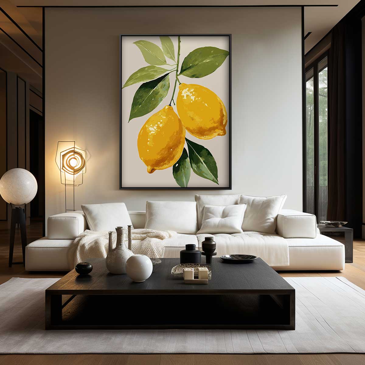 Verfrissende Citroenen Illustratie Kunstwerk-canvas-dibond-plexiglas-wanddecoratie-WallArtistic