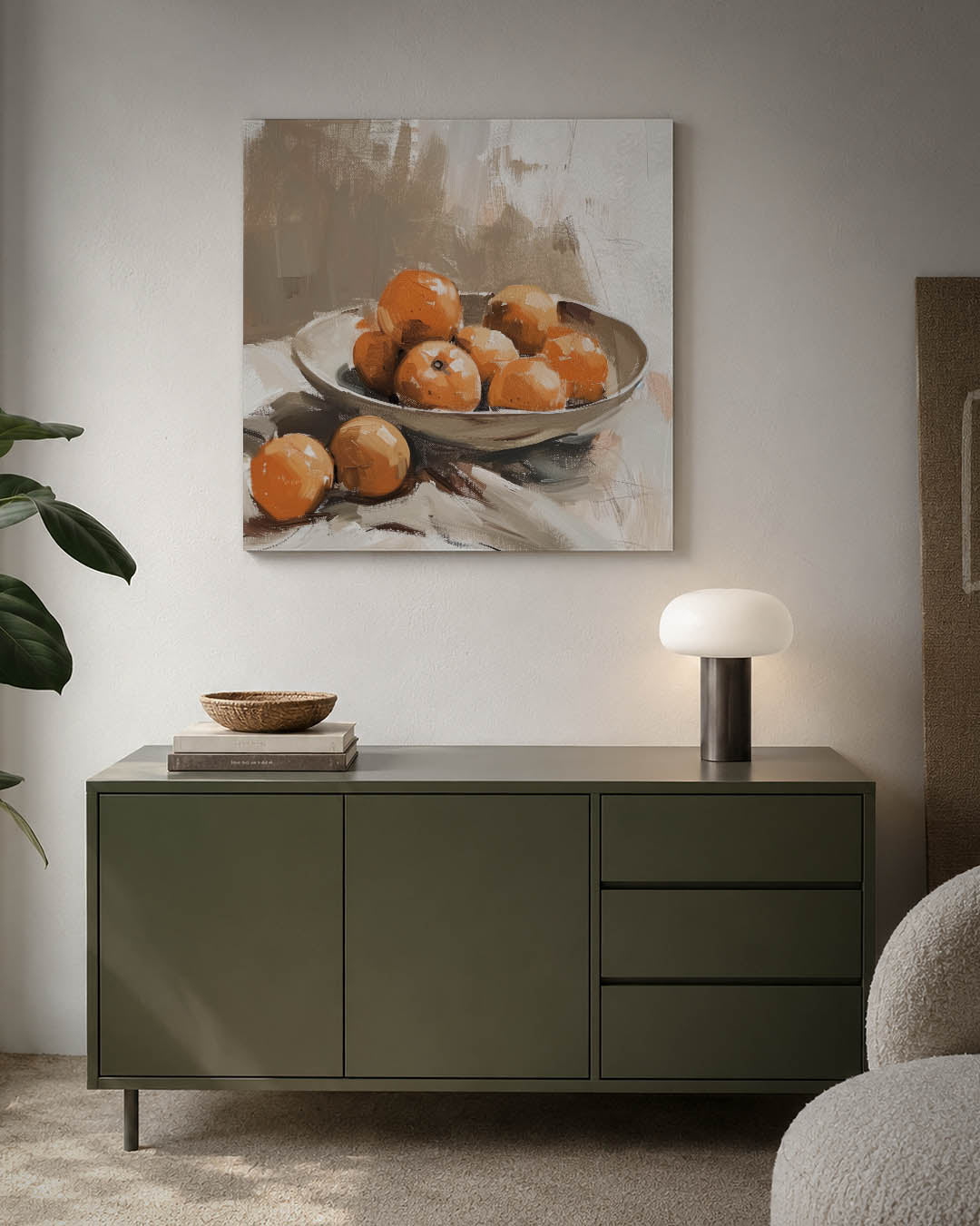 Sinaasappels in schaal Kunstwerk